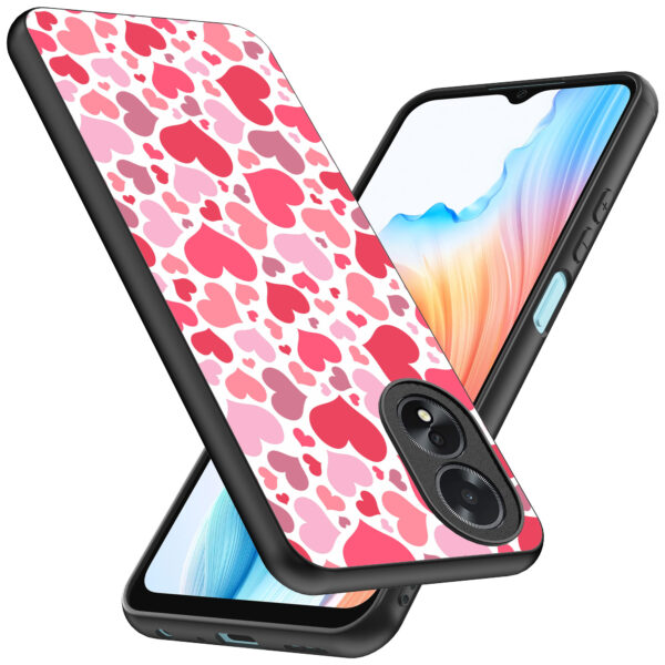 Oppo A18 telefoonhoesje met hartjes opdruk transparant (2)