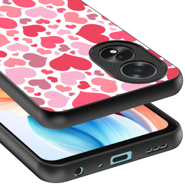Oppo A18 telefoonhoesje met hartjes opdruk transparant (4)