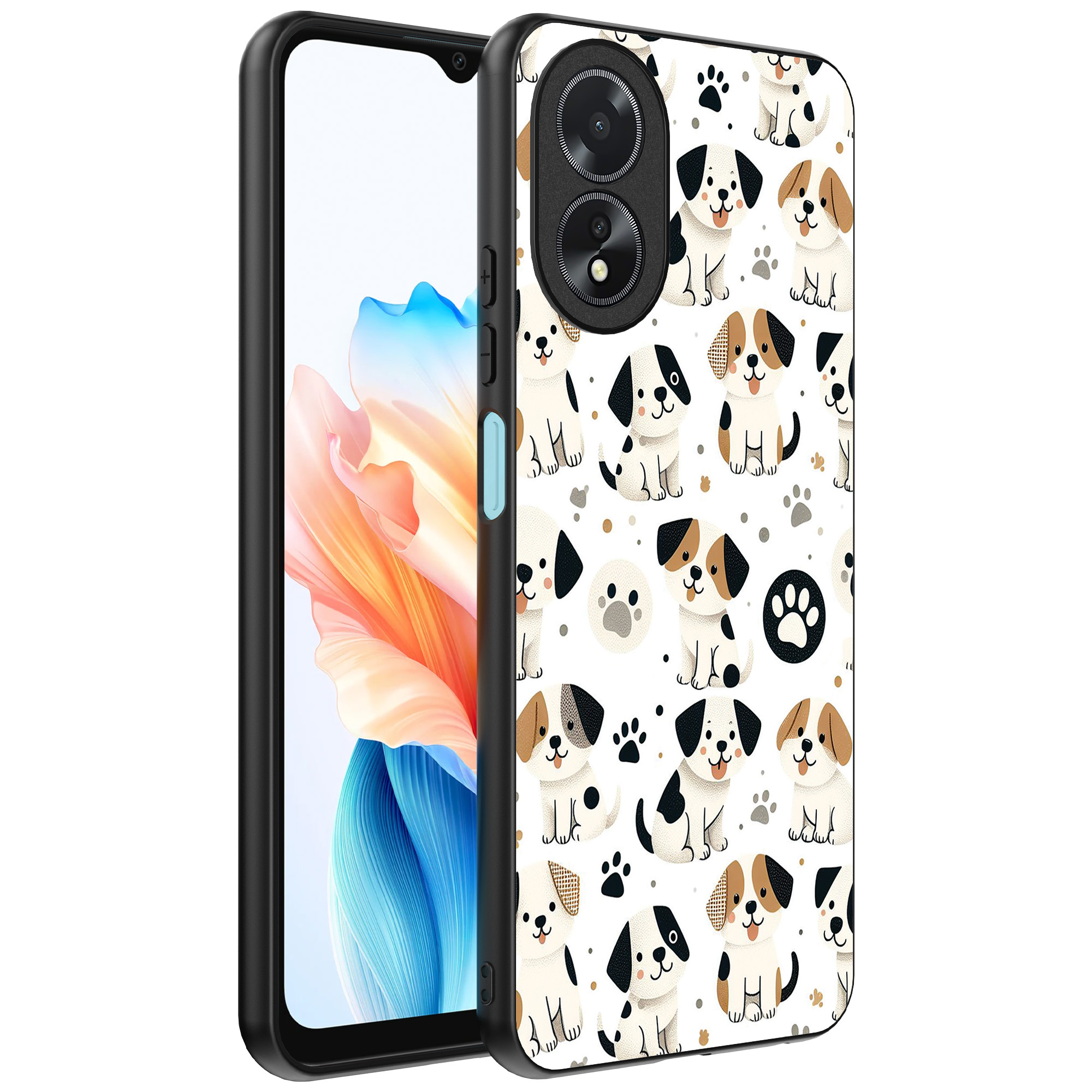 Oppo A18 telefoonhoesje met honden opdruk (1)
