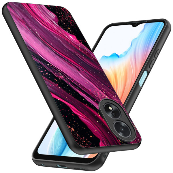 Oppo A18 telefoonhoesje met paars roze marmer opdruk (2)