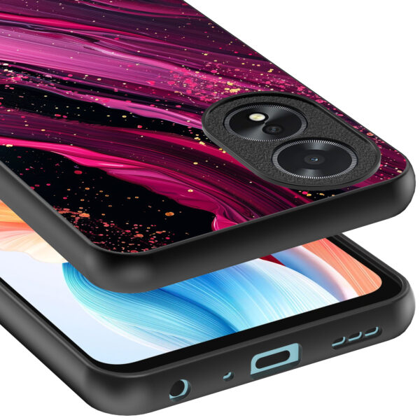 Oppo A18 telefoonhoesje met paars roze marmer opdruk (4)