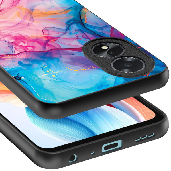 Oppo A18 telefoonhoesje met regenboog acryl marmer opdruk (4)