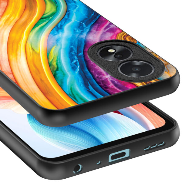 Oppo A18 telefoonhoesje met regenboog goud marmer opdruk (2)