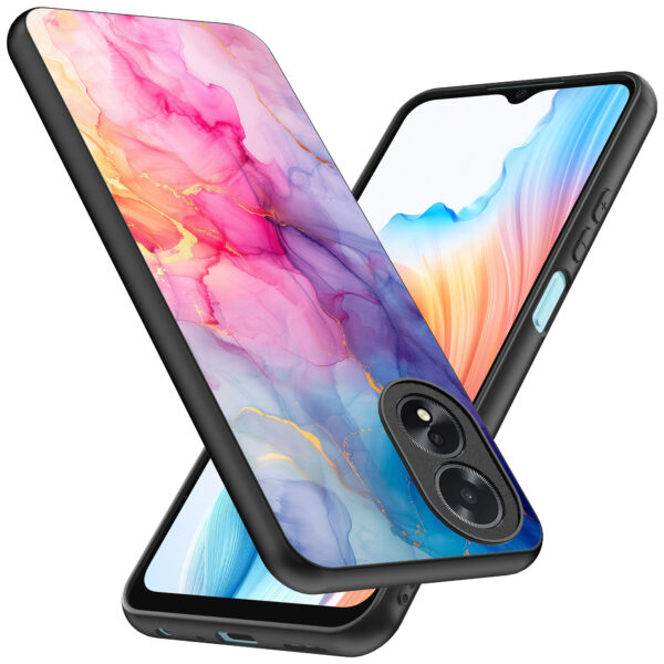 Oppo A18 telefoonhoesje met regenboog marmer opdruk (2)