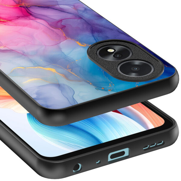 Oppo A18 telefoonhoesje met regenboog marmer opdruk (4)