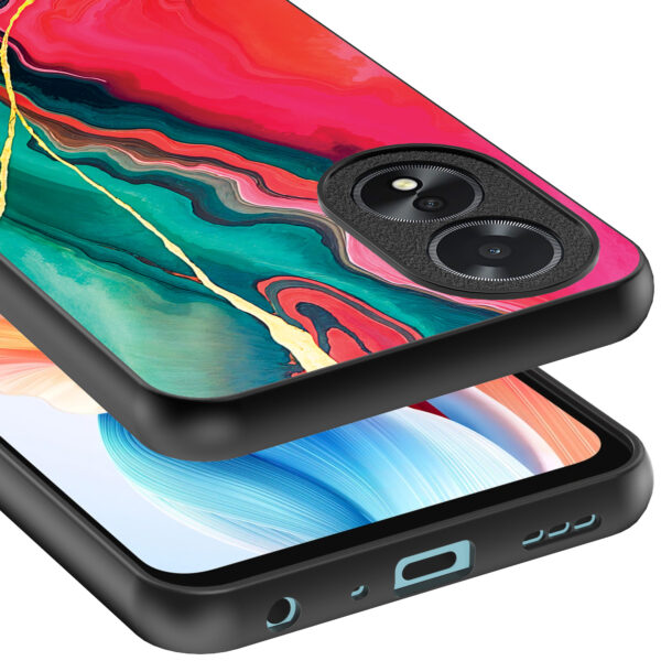 Oppo A18 telefoonhoesje met rood groen marmer opdruk (4)