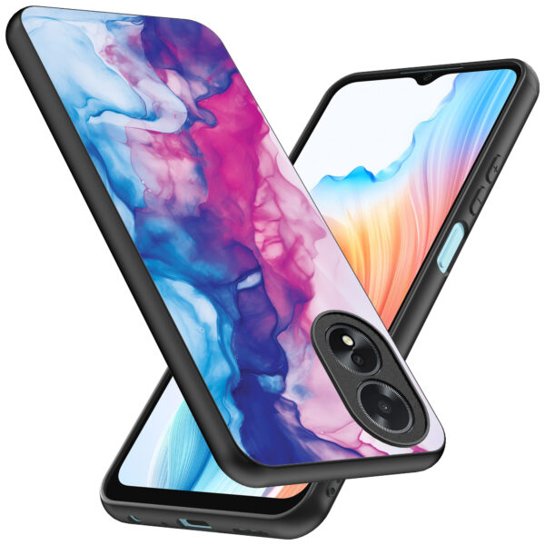 Oppo A18 telefoonhoesje met roze blauw marmer opdruk (2)