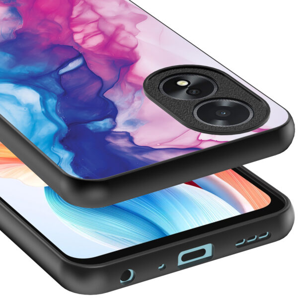 Oppo A18 telefoonhoesje met roze blauw marmer opdruk (4)