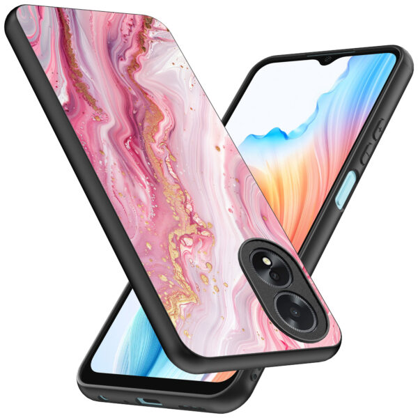 Oppo A18 telefoonhoesje met roze marmer opdruk (2)