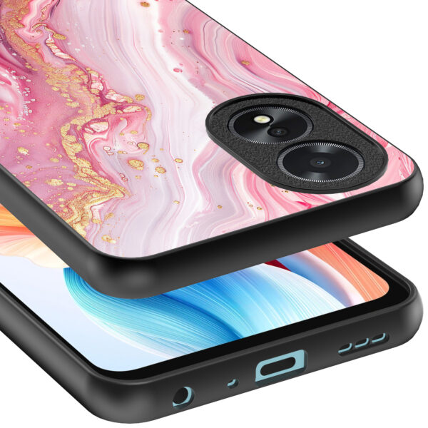 Oppo A18 telefoonhoesje met roze marmer opdruk (4)