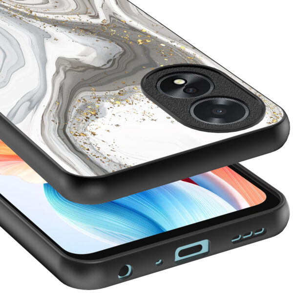 Oppo A18 telefoonhoesje met zilver marmer opdruk (4)