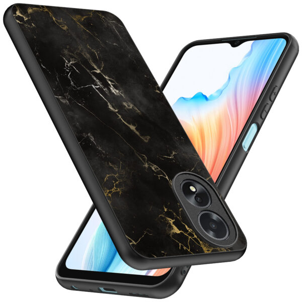 Oppo A18 telefoonhoesje met zwart marmer opdruk (2)