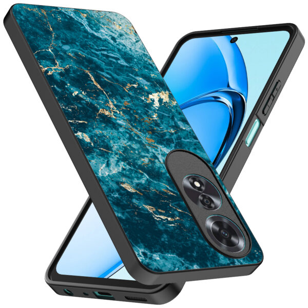 Oppo A60 telefoonhoesje met blauw marmer opdruk (2)