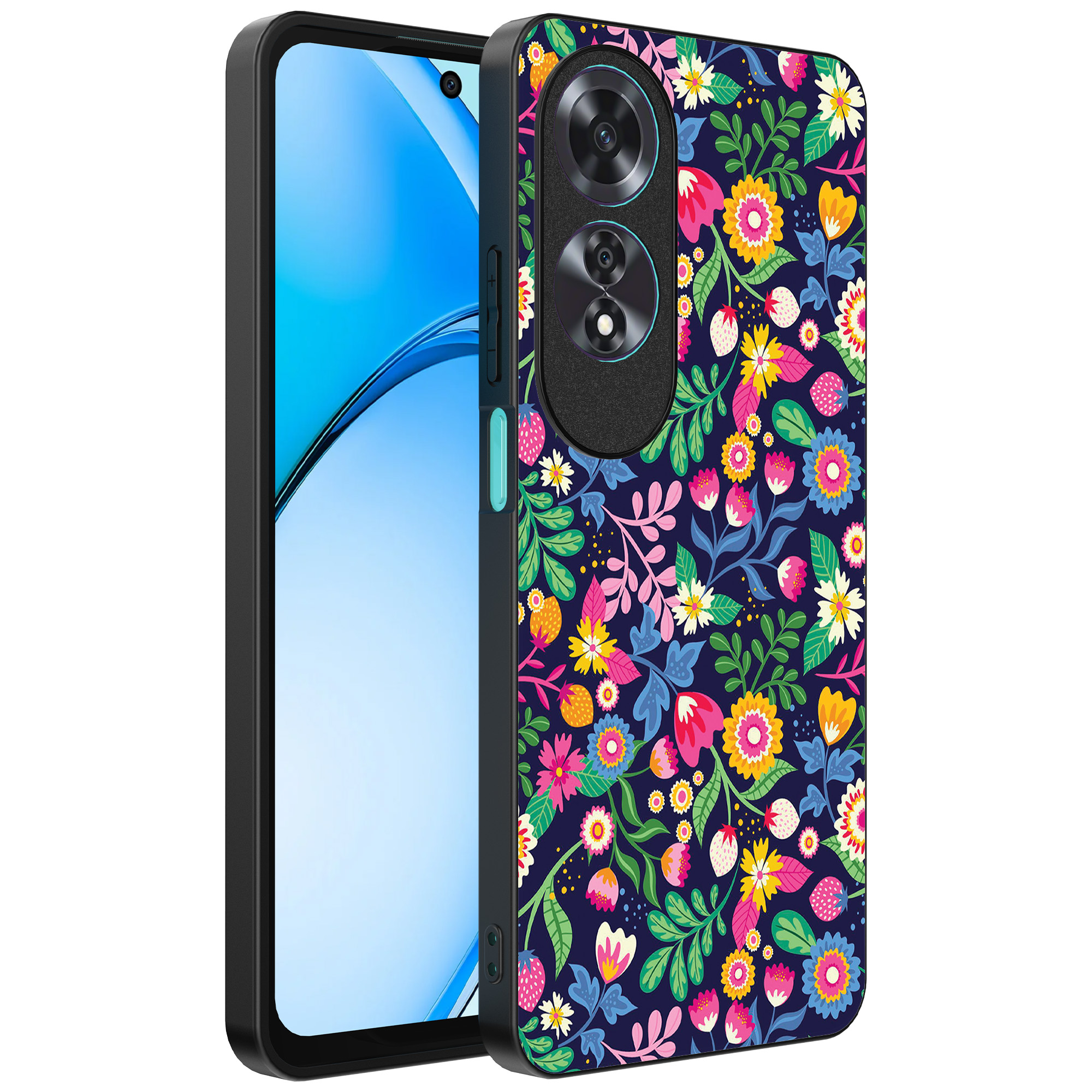 Oppo A60 telefoonhoesje met bloemen opdruk (1)