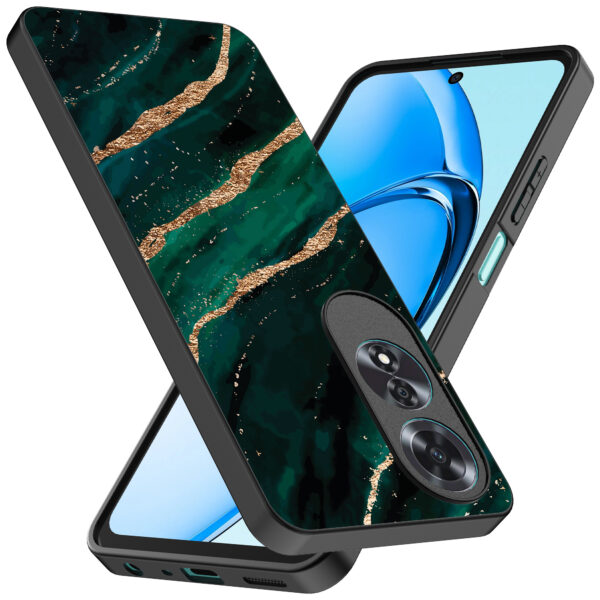Oppo A60 telefoonhoesje met groen goud marmer opdruk (2)