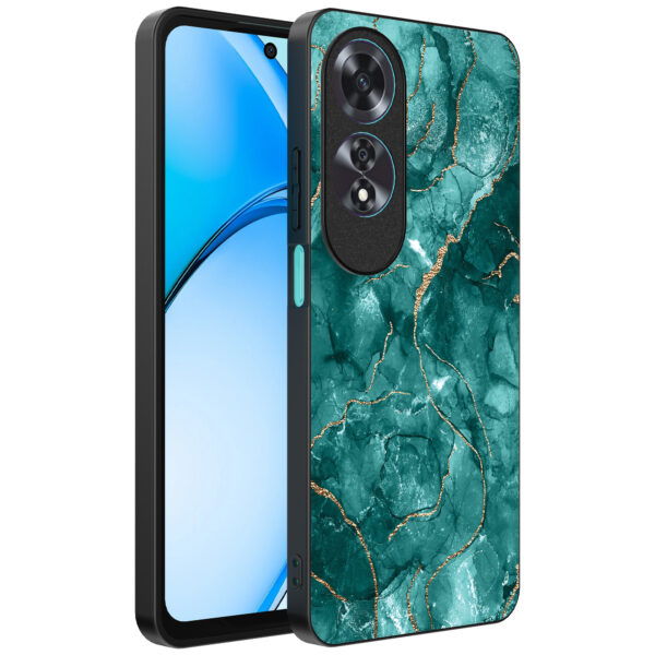 Oppo A60 telefoonhoesje met groen marmer opdruk (1)