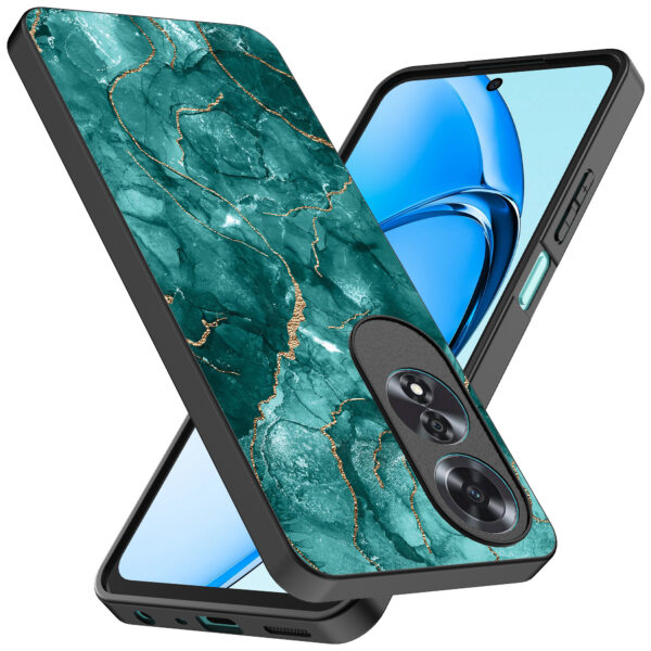 Oppo A60 telefoonhoesje met groen marmer opdruk (2)