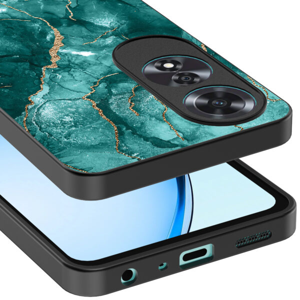 Oppo A60 telefoonhoesje met groen marmer opdruk (4)