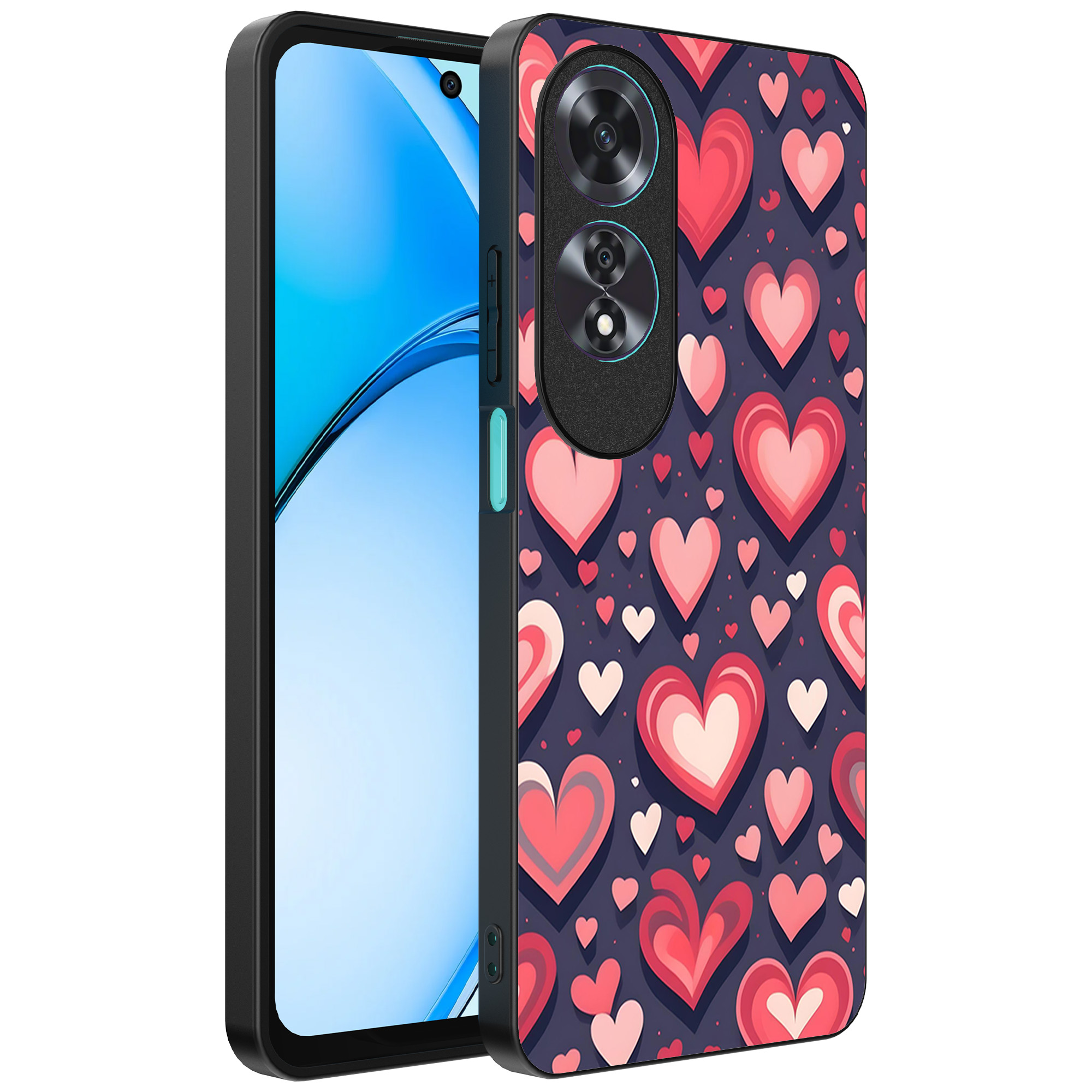 Oppo A60 telefoonhoesje met hartjes opdruk groot (1)