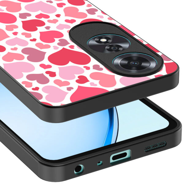 Oppo A60 telefoonhoesje met hartjes opdruk transparant (4)