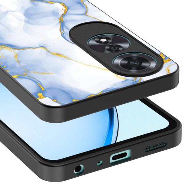 Oppo A60 telefoonhoesje met lichtblauw goud marmer opdruk (4)