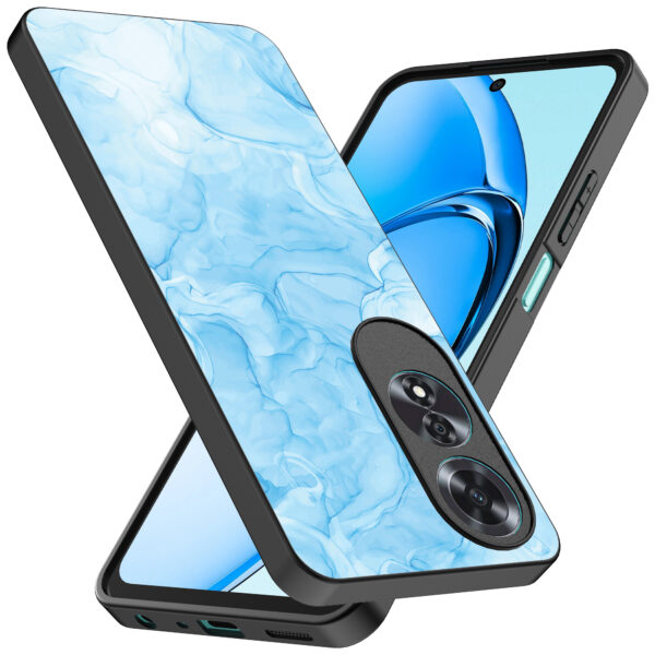 Oppo A60 telefoonhoesje met lichtblauw marmer opdruk (2)
