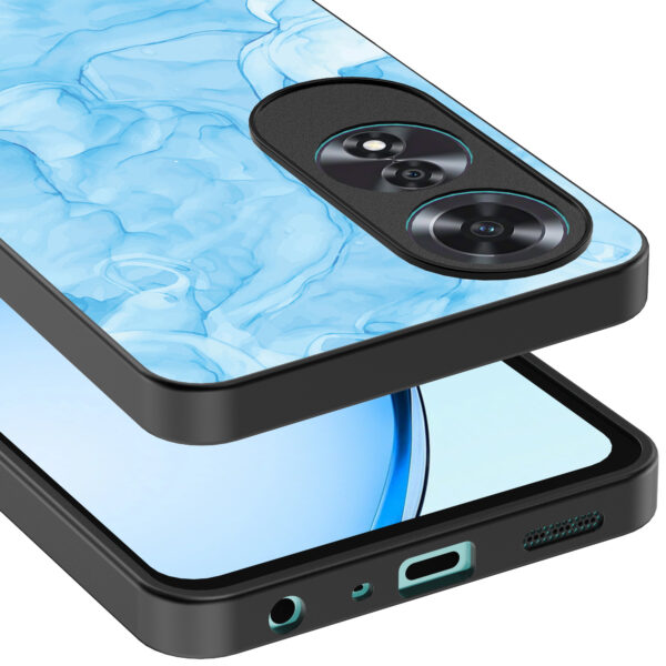 Oppo A60 telefoonhoesje met lichtblauw marmer opdruk (4)