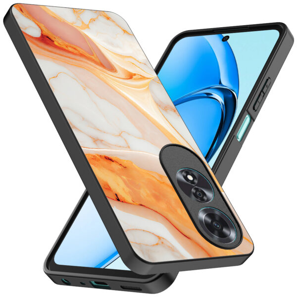Oppo A60 telefoonhoesje met oranje marmer opdruk (2)