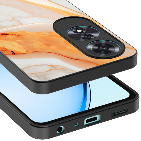 Oppo A60 telefoonhoesje met oranje marmer opdruk (4)