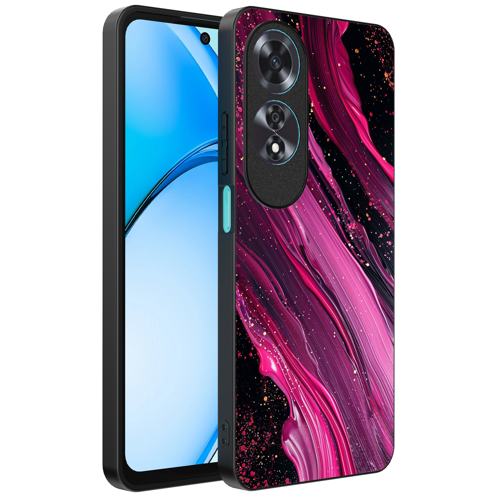 Oppo A60 telefoonhoesje met paars roze marmer opdruk (4)