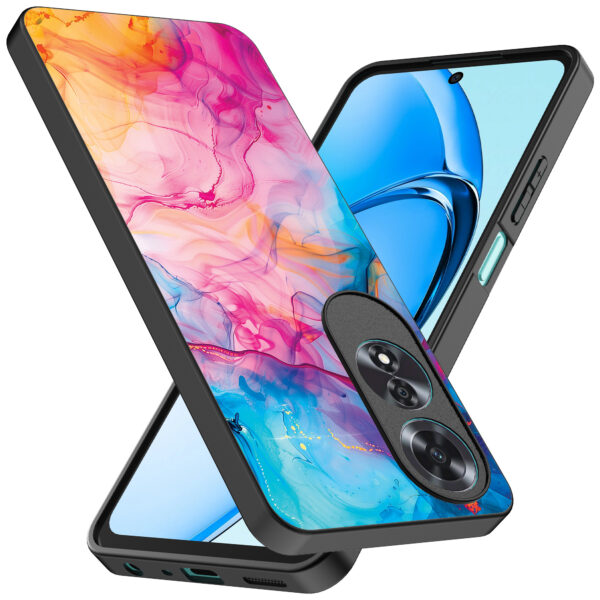 Oppo A60 telefoonhoesje met regenboog acryl marmer opdruk (2)