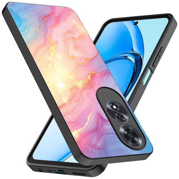 Oppo A60 telefoonhoesje met regenboog glitter marmer opdruk (2)