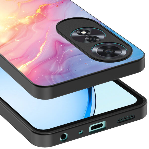 Oppo A60 telefoonhoesje met regenboog glitter marmer opdruk (4)