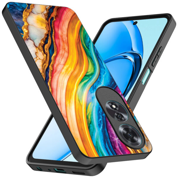 Oppo A60 telefoonhoesje met regenboog goud marmer opdruk (2)