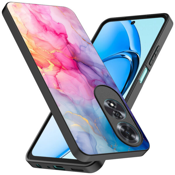 Oppo A60 telefoonhoesje met regenboog marmer opdruk (2)