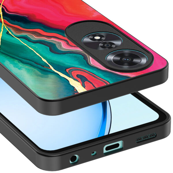Oppo A60 telefoonhoesje met rood groen marmer opdruk (4)