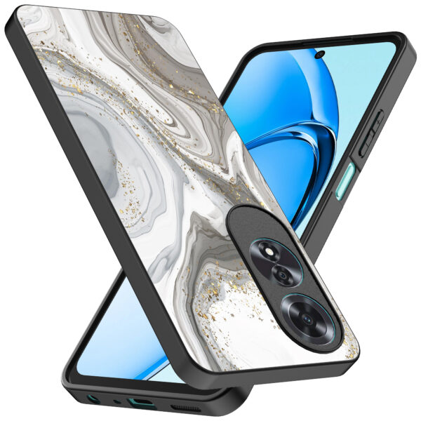 Oppo A60 telefoonhoesje met zilver marmer opdruk (2)