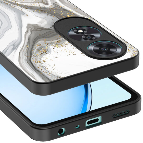 Oppo A60 telefoonhoesje met zilver marmer opdruk (4)