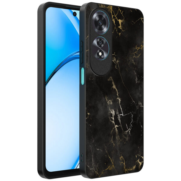 Oppo A60 telefoonhoesje met zwart marmer opdruk (1)
