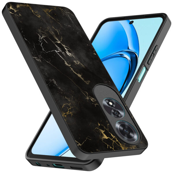 Oppo A60 telefoonhoesje met zwart marmer opdruk (2)