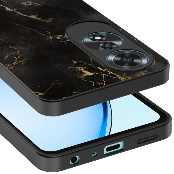 Oppo A60 telefoonhoesje met zwart marmer opdruk (4)