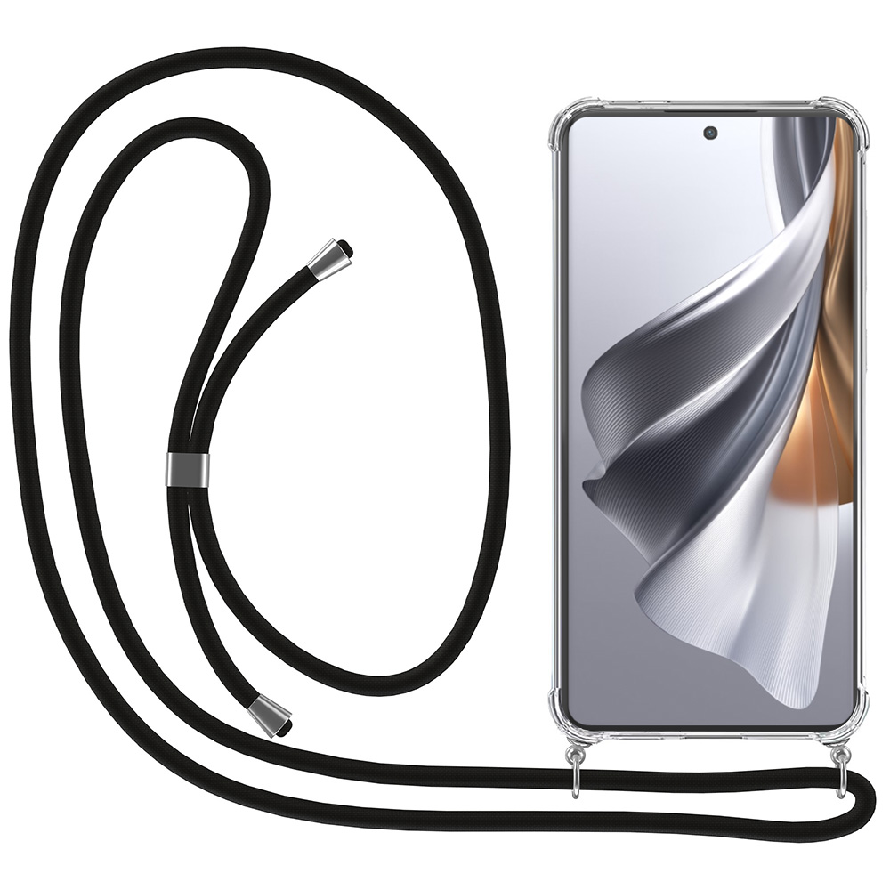 Oppo Reno 10-10 Pro transparant hoesje met koord en stootrand