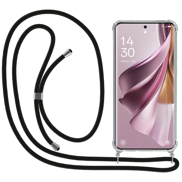 Oppo Reno 10 Pro Plus transparant hoesje met koord en stootrand