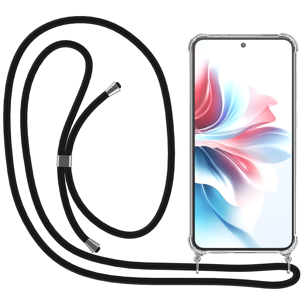 Oppo Reno 11F transparant hoesje met koord en stootrand