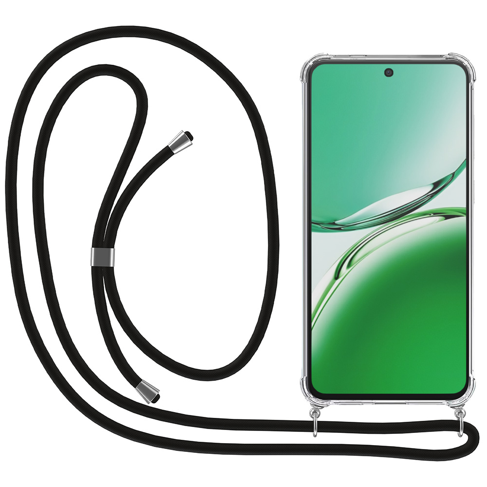 Oppo Reno 12F transparant hoesje met koord en stootrand