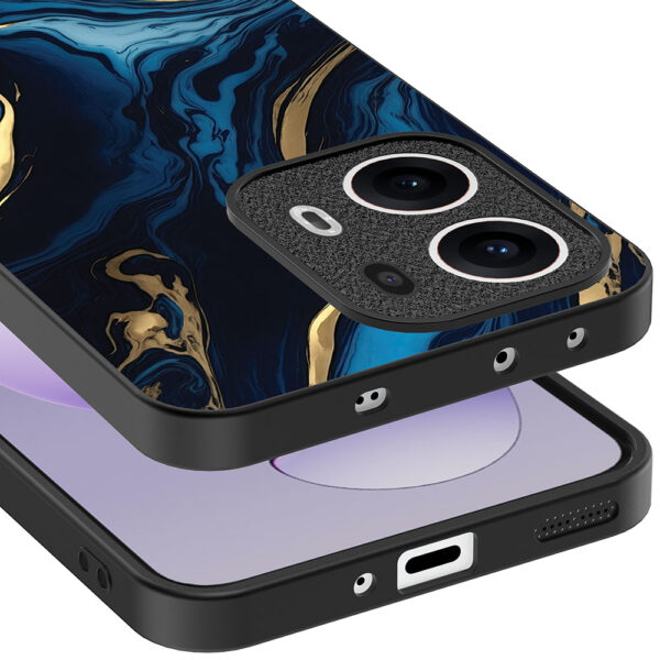 Oppo Reno 13 Pro telefoonhoesje met blauw goud marmer opdruk (4)