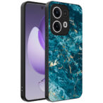 Oppo Reno 13 Pro telefoonhoesje met blauw marmer opdruk (1)