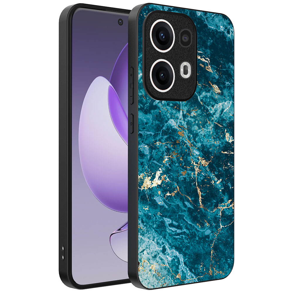 Oppo Reno 13 Pro telefoonhoesje met blauw marmer opdruk (1)