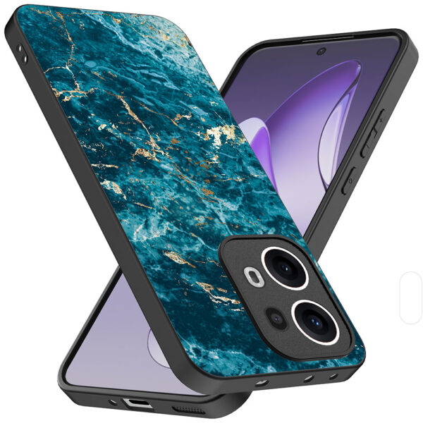 Oppo Reno 13 Pro telefoonhoesje met blauw marmer opdruk (2)
