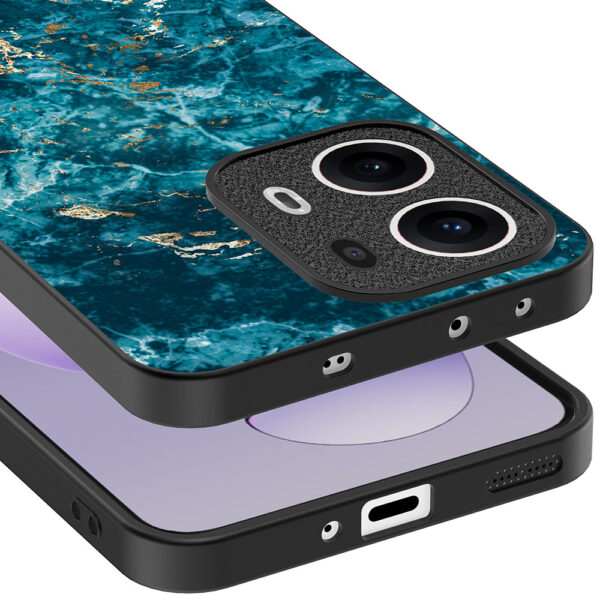 Oppo Reno 13 Pro telefoonhoesje met blauw marmer opdruk (4)